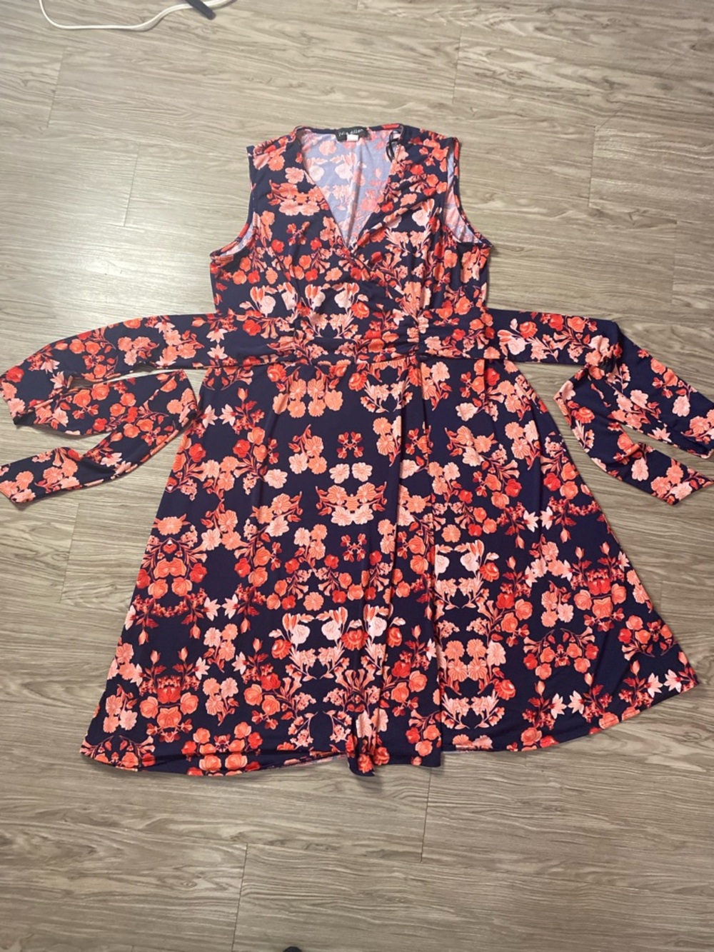 Julie Dillon Sleeveless Maxi Dress with Coral Floral Print